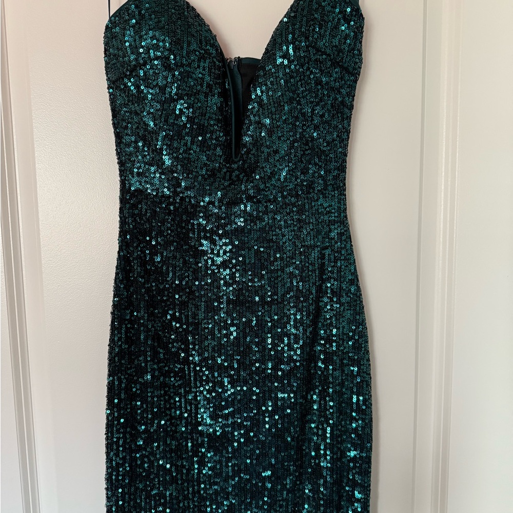 BNWOT Green Sequin mini dress - Size Small